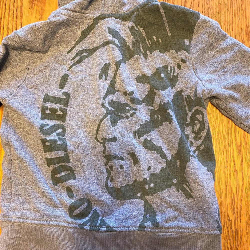 Boy's Sz 4 Diesel Grey/Green Hooded Zip Jacket